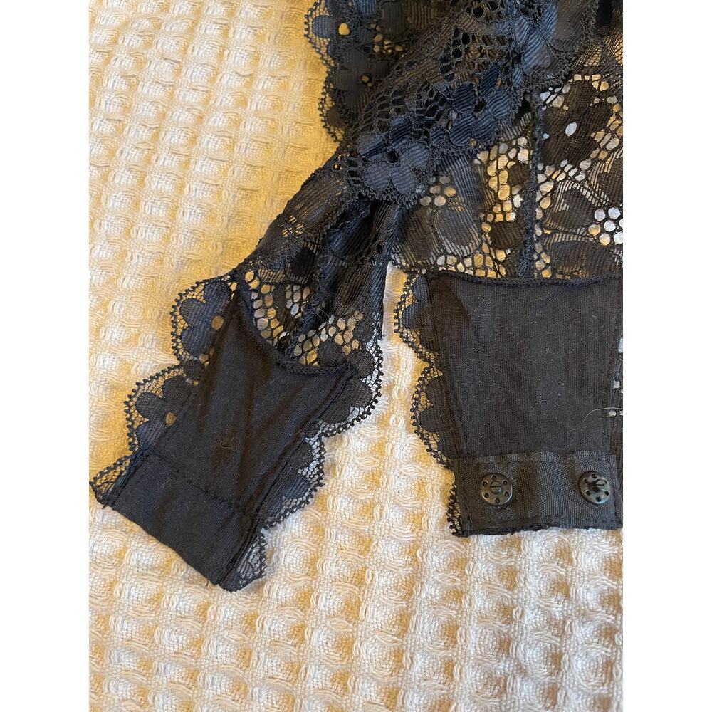 Free People Bare It All Bodysuit Black & White Combo Draped Back V Neck Medium - Picture 6 of 15